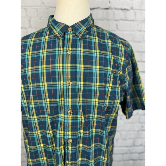 Duluth Trading Untucked Men XL Slim Short Sleeve Button Down Shirt Multi Plaid - Picture 4 of 6
